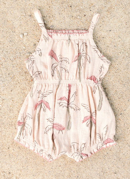 Pink Palm Print Romper