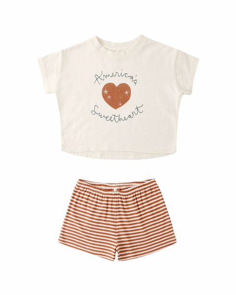Boxy Tee/ Pointelle Short (American Sweetheart/Poppy)