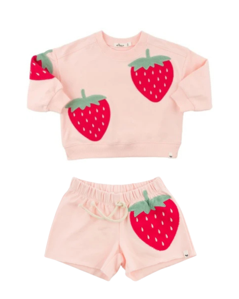 Charlie Sweatshirt/Shorts (Strawberry Applique)