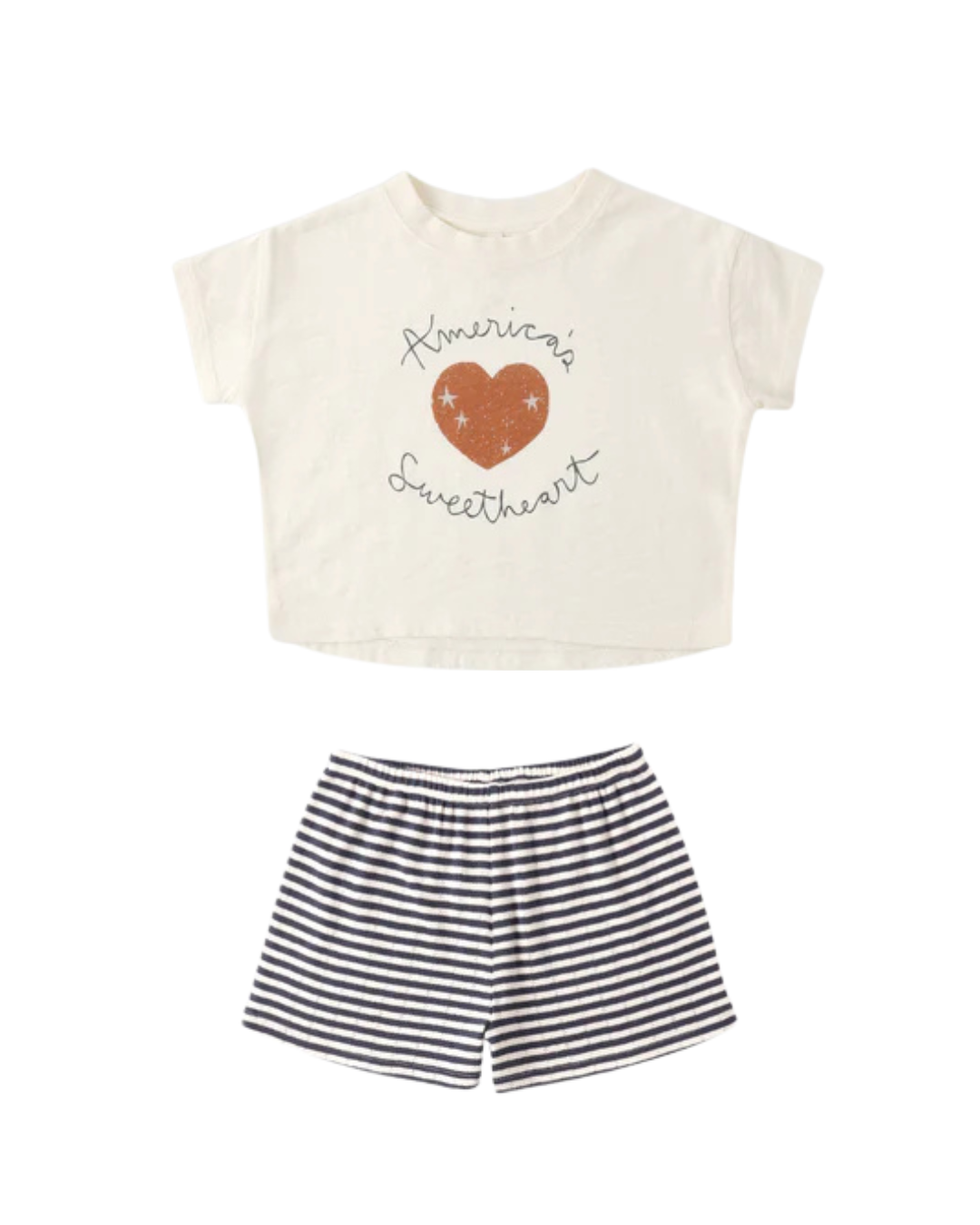 Boxy Tee/ Pointelle Short (American Sweetheart/Navy Stripe)
