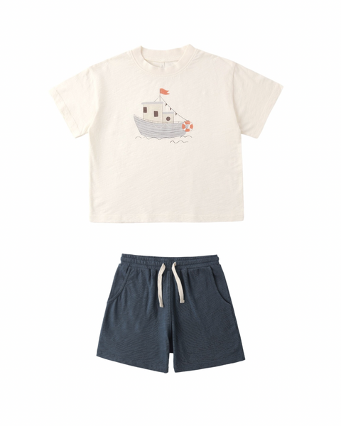 Relaxed Tee/ Sam Shirt (Tug Boat/Navy)