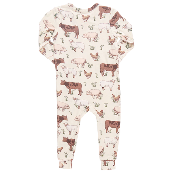 Baby Bamboo Zip Romper PJ - Farm Life