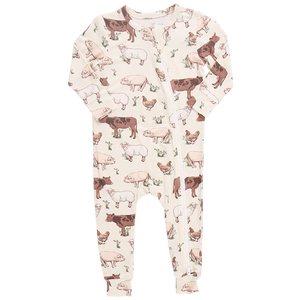 Baby Bamboo Zip Romper PJ - Farm Life