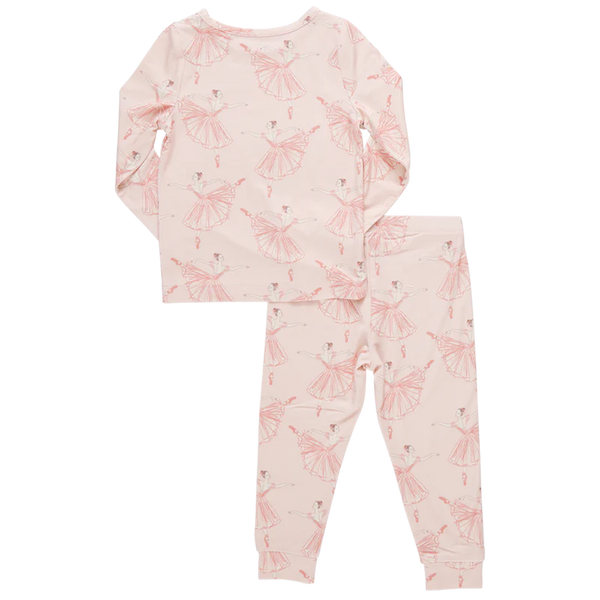 Kids Bamboo PJ Set - Pink Ballerinas