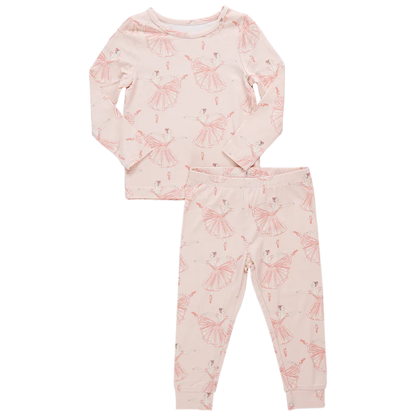 Kids Bamboo PJ Set - Pink Ballerinas