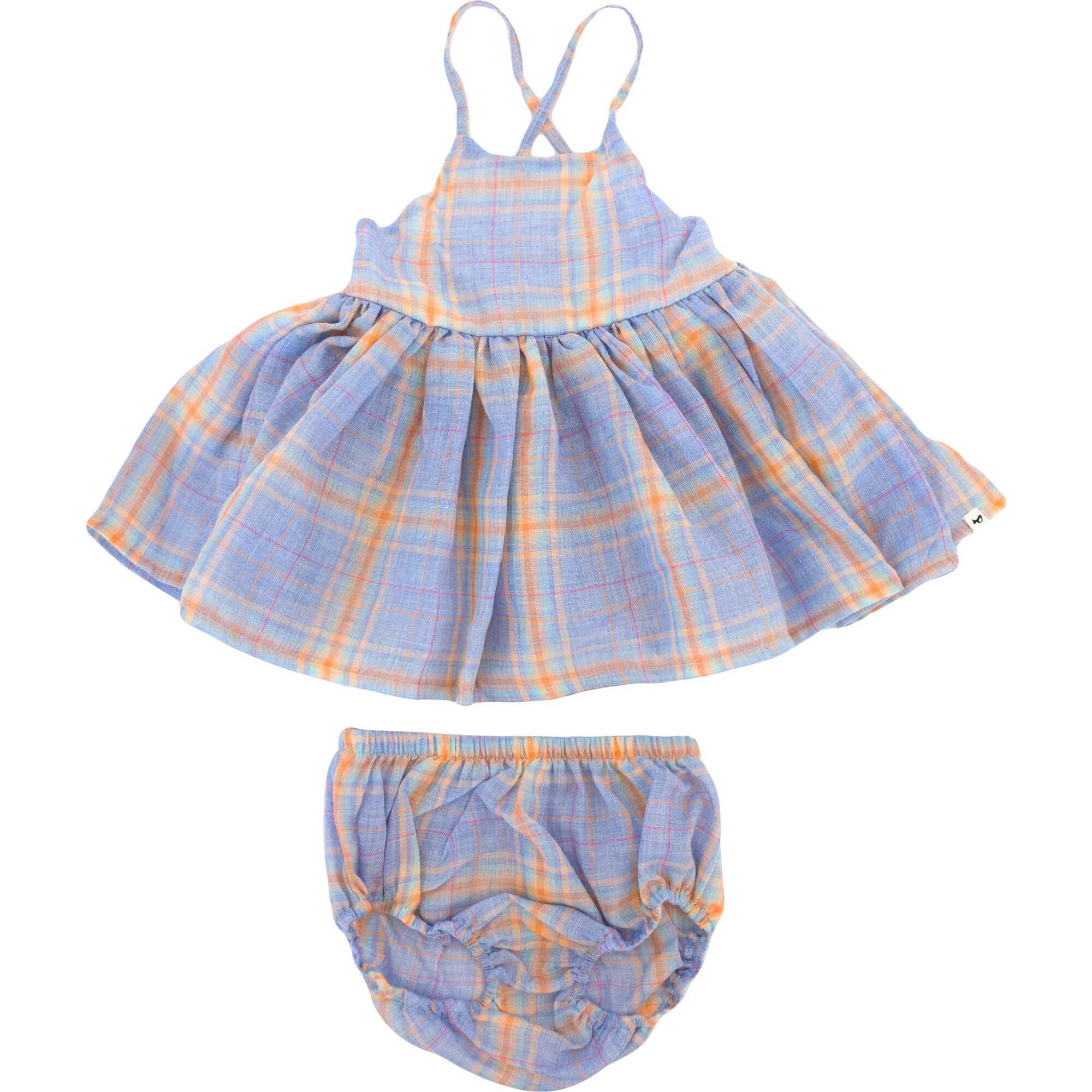 Party Dress - Blue Madras Plaid