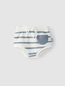 Organic Cotton Diaper Cover Shortie - Blue Stripe