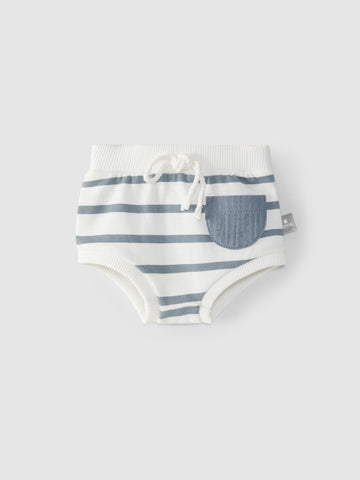 Organic Cotton Diaper Cover Shortie - Blue Stripe