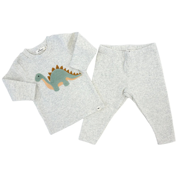 Dino Applique Set - Heather Grey