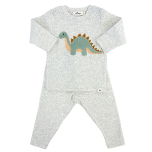 Dino Applique Set - Heather Grey