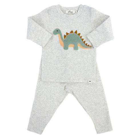 Dino Applique Set - Heather Grey