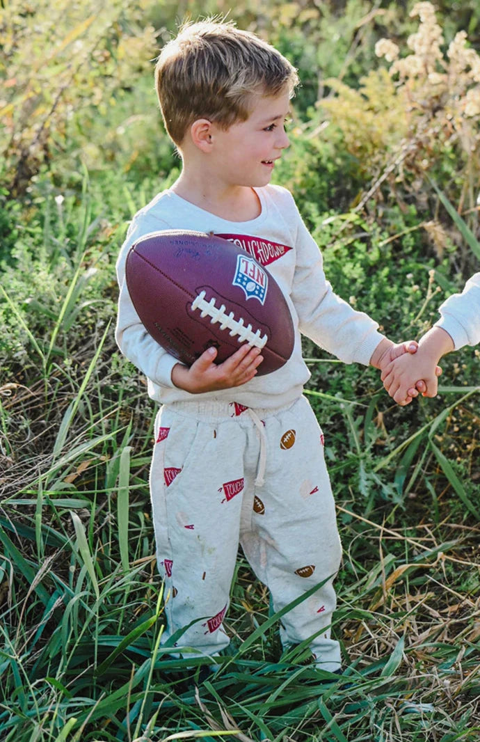 Football Print Pocket Jogger - Oatmeal Heather