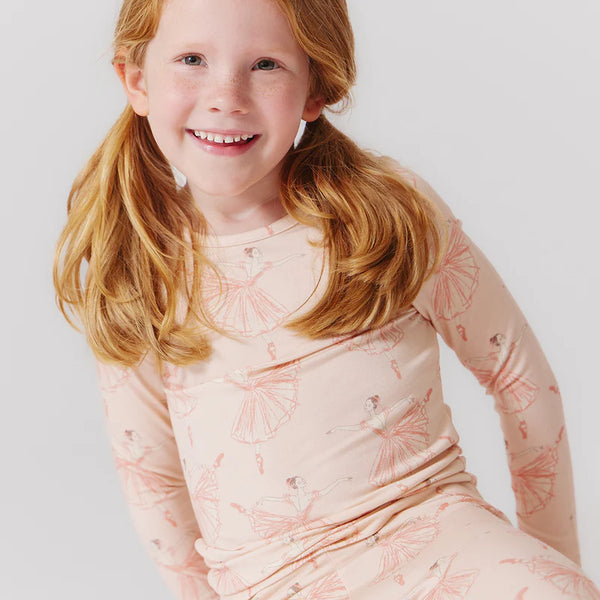 Kids Bamboo PJ Set - Pink Ballerinas