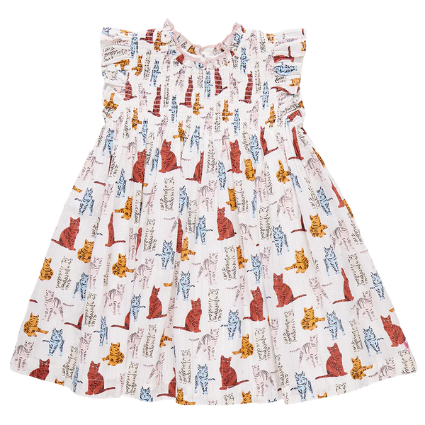 Girls Stevie Dress - Tabby Cats