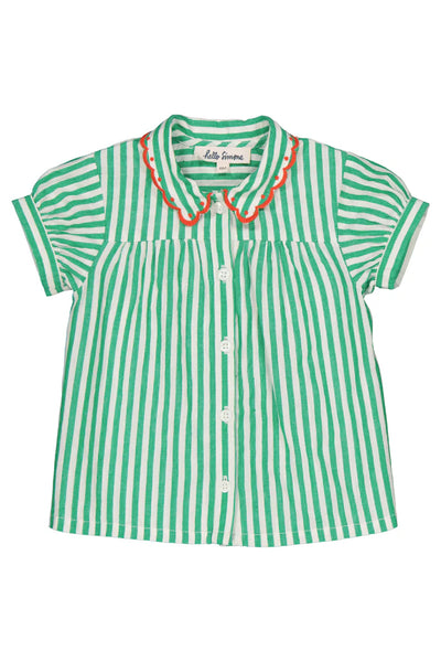 Kalinka Baby Blouse - Green Stripes