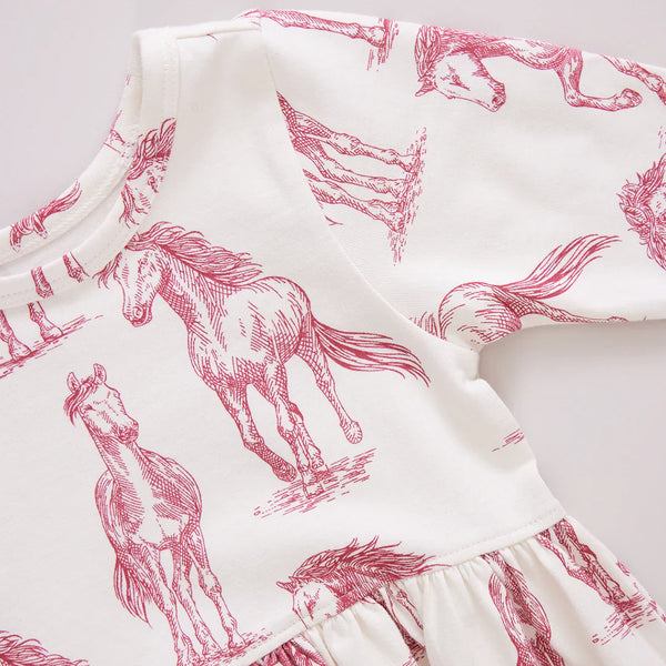 Organic Steph Dress - Vintage Rose Horses