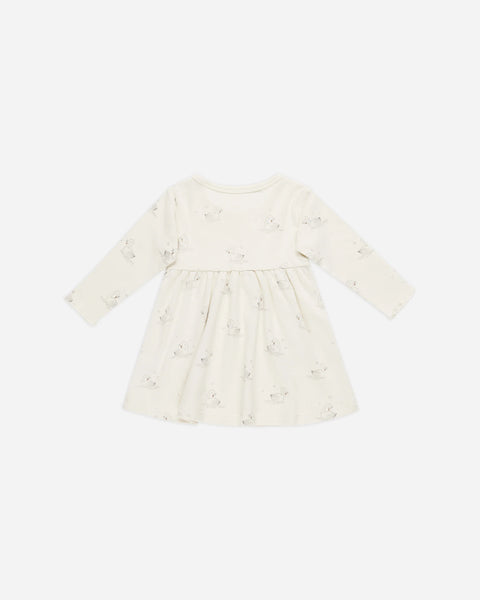 Long Sleeve Baby Dress - Swans