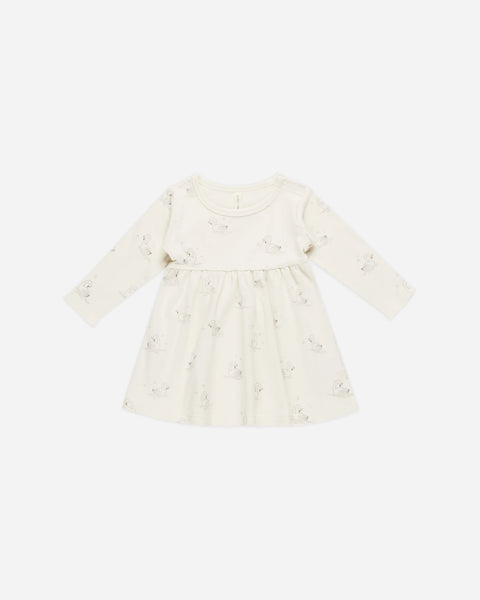 Long Sleeve Baby Dress - Swans