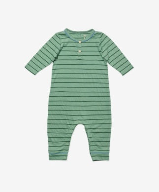 Campbell Romper - Sage Fine Stripe