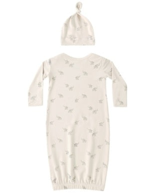 Bamboo Baby Gown + Hat Set Elephants