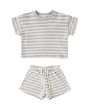 Waffle Tee + Short Tee (Sky Stripe)