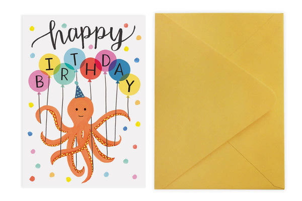 Octopus Balloons - Birthday Card