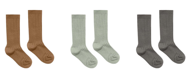 Solid Ribbed Socks 3 Pack - Rust, Agave, Charcoal