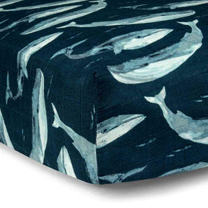 Blue Whale Bamboo Crib Sheet