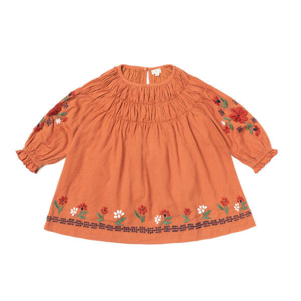 Tulip Dress - Embroidered Amber