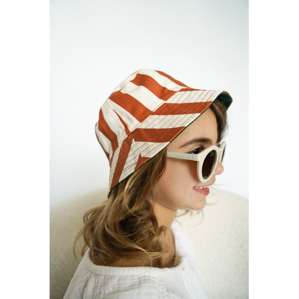 Reversible Bucket Hat - stripes/ atlas + tierra