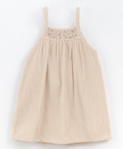Embroidered Oat Cord Dress
