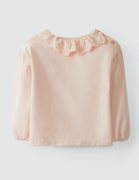 Embroidered Collar Blouse - Pink