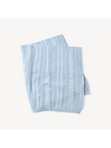 Classic Cable Sweater Knit Baby Blanket - Blue