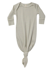 Knotted Baby Gown - Fern Stripe
