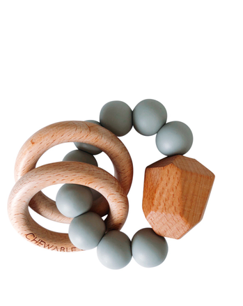Hayes Silicone + Wood Teether Rattle - All Colors