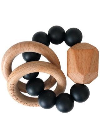 Hayes Silicone + Wood Teether Rattle - All Colors