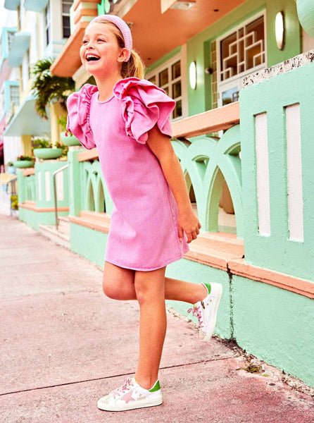 Pink Princess Ruffle Denim Dress *LAST ONE - SIZE 8*